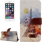 iPhone 6(S) Plus (5.5 inch) - Flip hoes cover case - PU leder - TPU - Eiffel tower