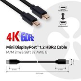 club3D Mini-displayport Aansluitkabel Mini DisplayPort stekker, Mini DisplayPort stekker 2.00 m Zwart CAC-2161 Vlambest