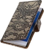 Sony Xperia Z4/Z3 Plus Lace Kant Booktype Wallet Hoesje Zwart - Cover Case Hoes