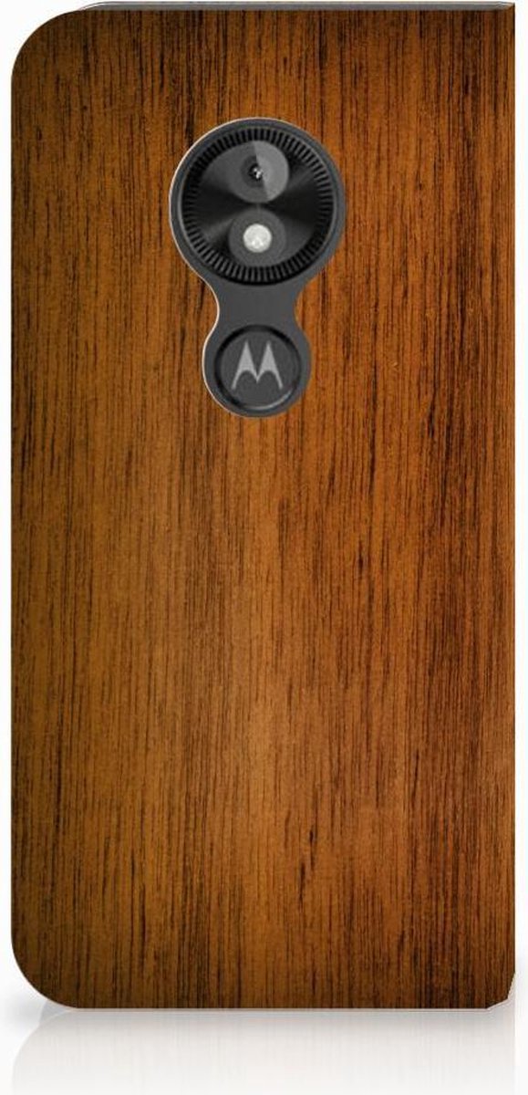 Motorola Moto E5 Play Book Wallet Case Donker Hout
