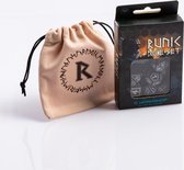 Polydice Set Runic Black White met Dice Bag Runic Biege & Black Dobbelstenenzakje Q-Workshop
