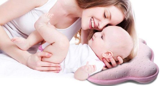 Oreiller orthopédique pour bébé Bébé IQ - Mousse à mémoire de forme - Contre un dos plat de la tête - Cadeau de maternité - Rose - Bavoir bandana gratuit inclus