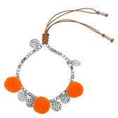 Jozemiek Pompom Armband 14K Witgoud - Oranje