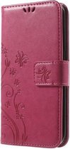 Bloemen Book Case - Samsung Galaxy S6 Edge Hoesje - Roze