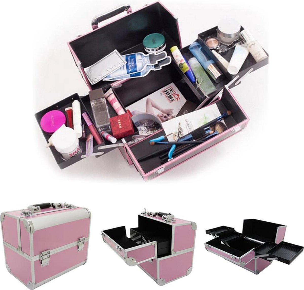 Confibel Make Up Koffer Uitklapbaar 5 Opbergbakken met