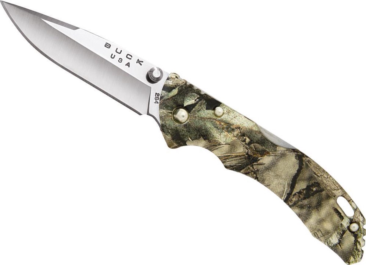 Buck Camouflage Zakmes Mossy Oak Bantam Knives Camo Vismes Jachtmes Camou Zakmessen Scherp Mes