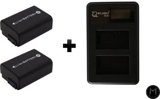 Miady Lot de 2 batteries NP-FW50 et chargeur de batterie compatibles