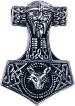Geoxideerde zilveren hamer  van Thor met vos