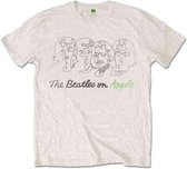 The Beatles Heren Tshirt -XL- Outline Faces on Apple Creme