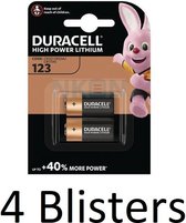 8 Stuks (4 Blisters a 2 st) Duracell Batterijen "123" Lithium, 3V