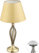 Relaxdays schemerlamp antiek - sfeerlamp stoffen lampenkap - E27 fitting - design lamp - goud, tafellamp