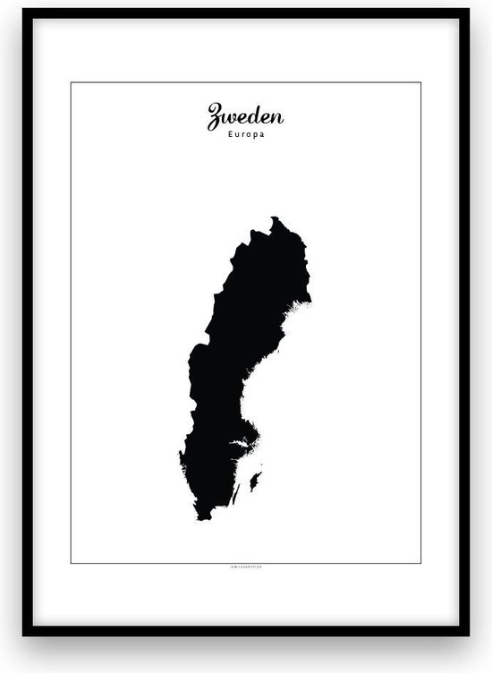 Zweden landposter - Zwart-wit