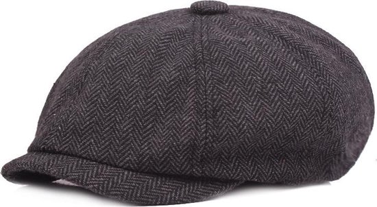 Peaky Blinders pet - Baker pet - Flat Cap - antraciet grijs visgraat