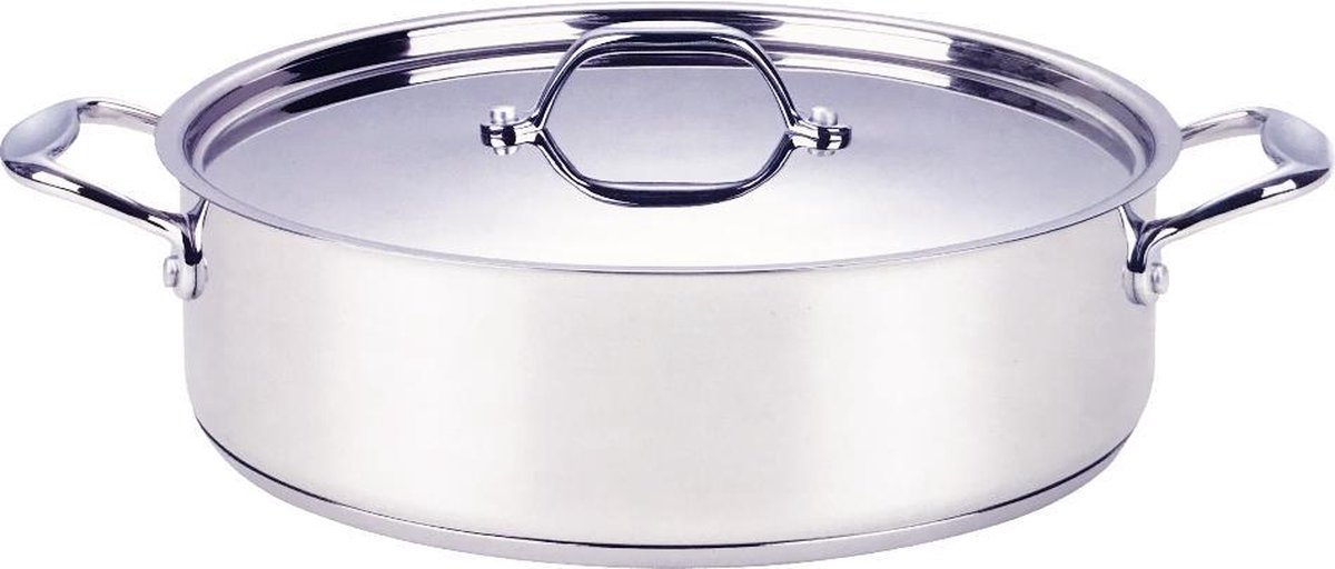 Lage Kookpan RVS braadpan - Voor alle warmtebronnen ook inductie – 6.5L