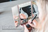 RoRo Living® rosé goud stijlvolle make-up spiegel met LED verlichting, 2x en 3x vergroting, inclusief batterijen en usb kabel