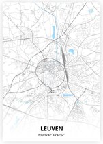 Leuven plattegrond - A2 poster - Zwart blauwe stijl