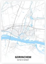 Gorinchem plattegrond - A3 poster - Zwart blauwe stijl