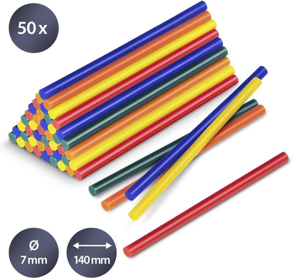 TROTEC Lijmsticks-set gekleurd, 50 stuks (Ø 7 mm) | bol.com
