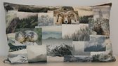 By Eef - sierkussenhoes - 40x65 - handgemaakt, winter, rendier, bomen, bergen