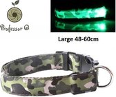 Professor Q - Lichtgevende hondenhalsband - 48 tot 60 cm - Camouflage print - Groen