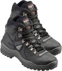 Paar zwarte Grisport Sherpa wandelschoenen met veters, metalen oogjes en "Outdoor Adventure" labels.