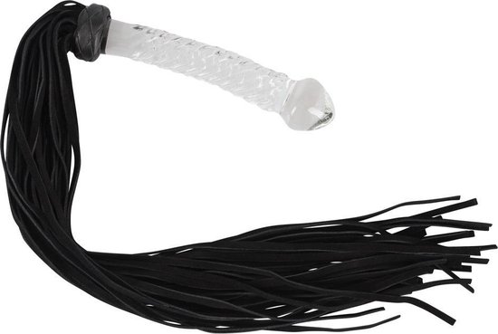 Foto: Bad kitty 64 cm su de flogger zweep met glazen plug als handvat zwart