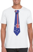 Wit t-shirt met Australie vlag stropdas heren XL