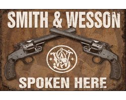 Wandbord - Smith & Wesson Spoken Here -20x30cm-