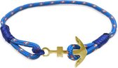 Frank 1967 7FB-0072 - Rope armband - stalen anker 15 mm - lengte 22,5 cm - blauw / rood / wit / goudkleurig