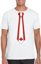 Wit t-shirt met Canada vlag stropdas heren S