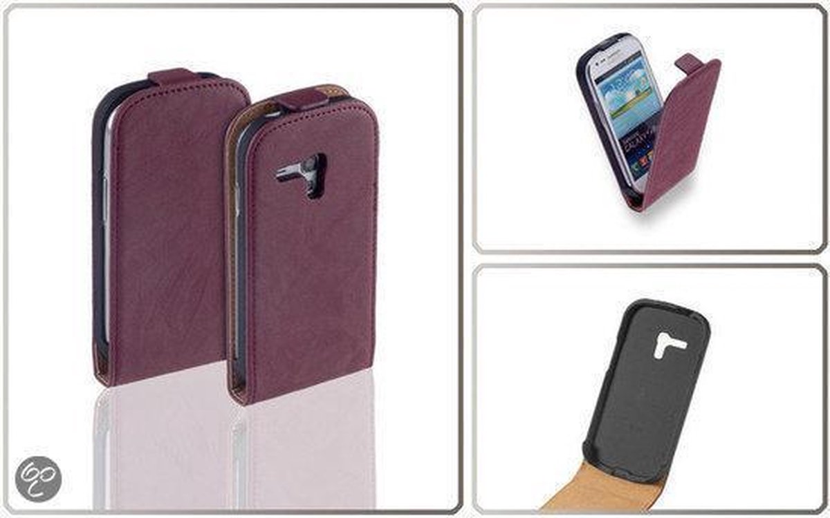 LELYCASE Vintage Lederen Flip Style Case Hoesje Samsung Galaxy S3 Mini i8190 Rubin