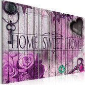Schilderij - Home Sweet Home , Sleutel van een hart , 3 luik