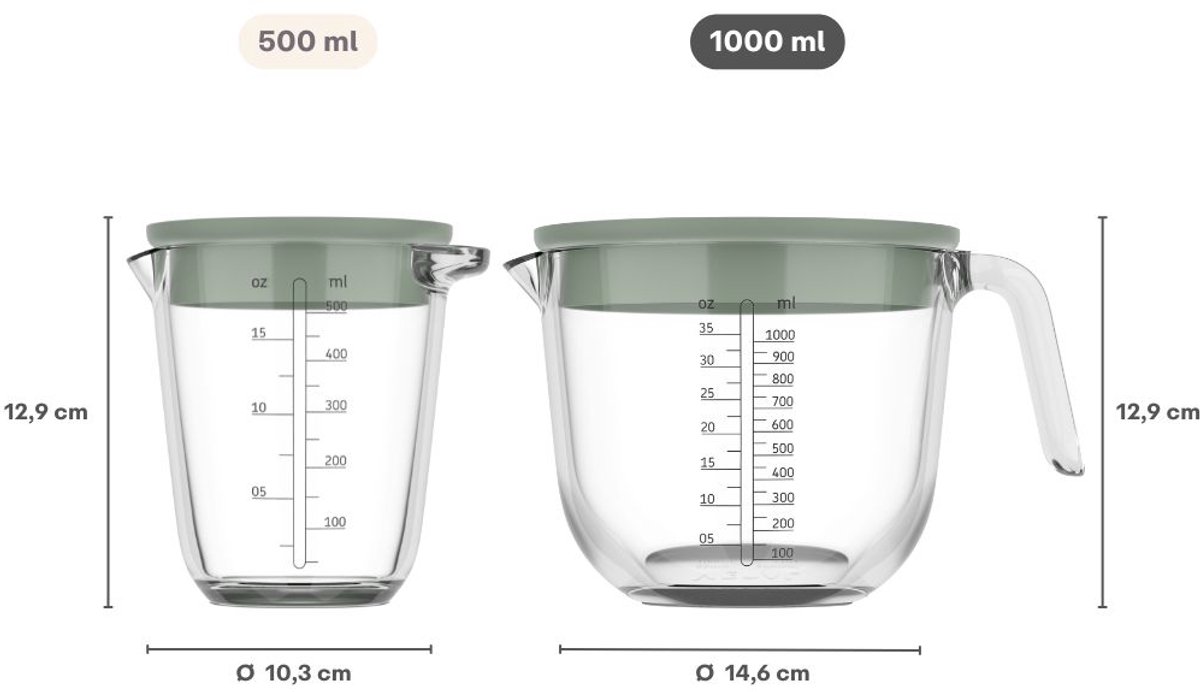 Mepal Glas maatbeker met deksel Chef it - 1 l - Maataanduiding - Vaatwasmachine-. magnetron- en ovenbestendig - Bakspullen - Nordic sage — afbeelding 7