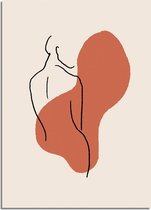 DesignClaud Vrouw lichaam - Grafische poster - Rood A2 + fotolijst wit