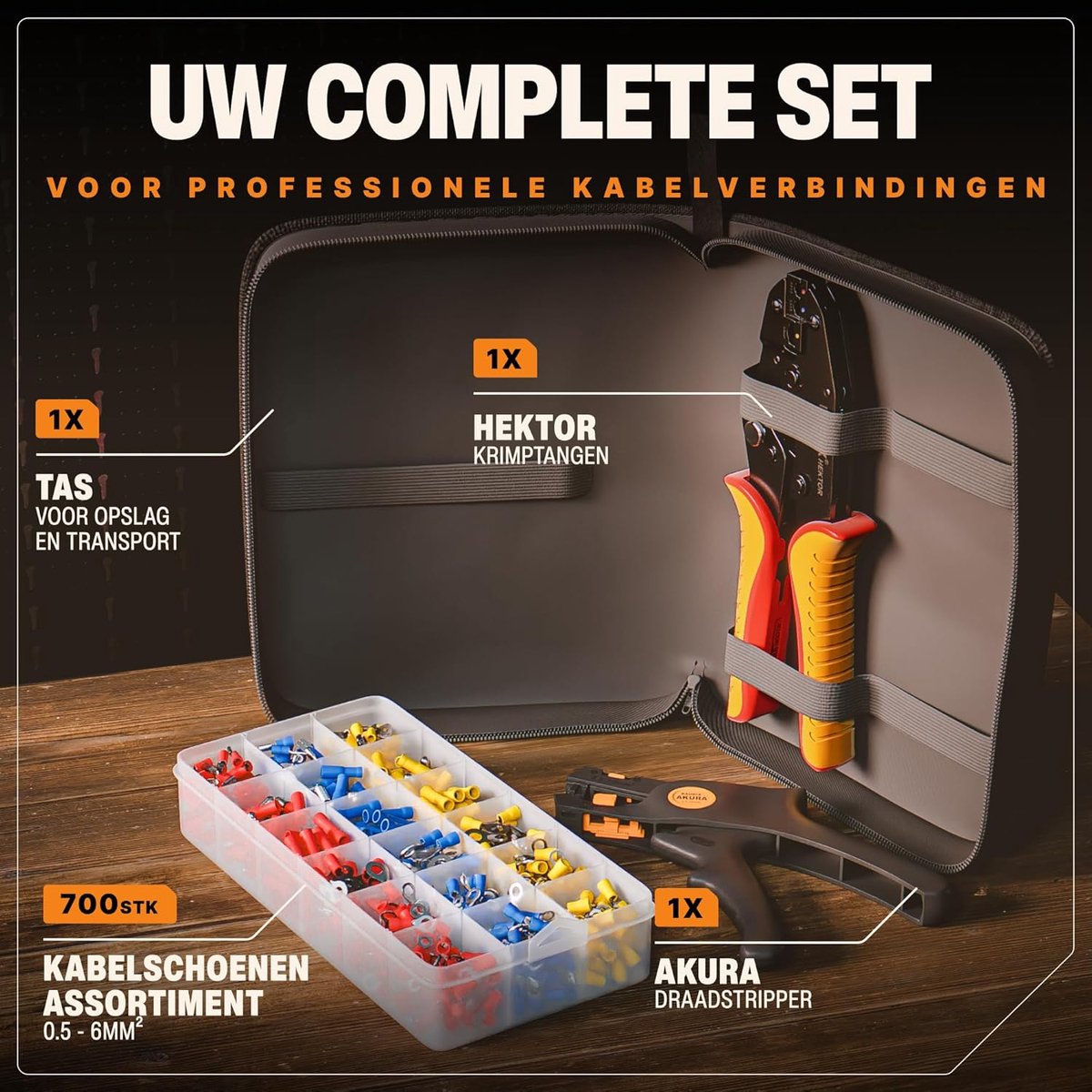 BAURIX® Krimptang voor Platte Kabelschoenen Connectoren [0,50