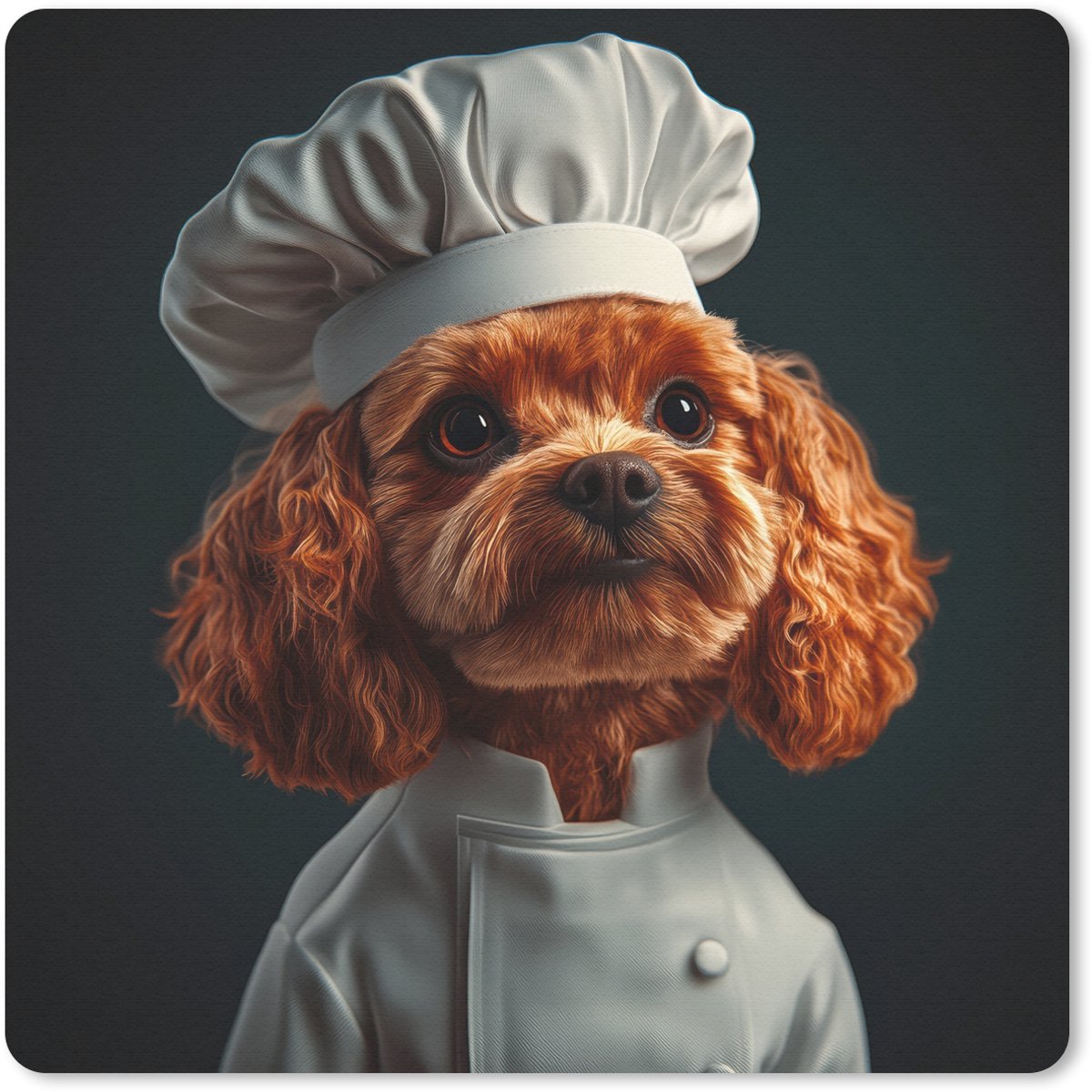 Muismat 20x20 cm - Mousepad Bruin - Kok - Hondje - Muismatten