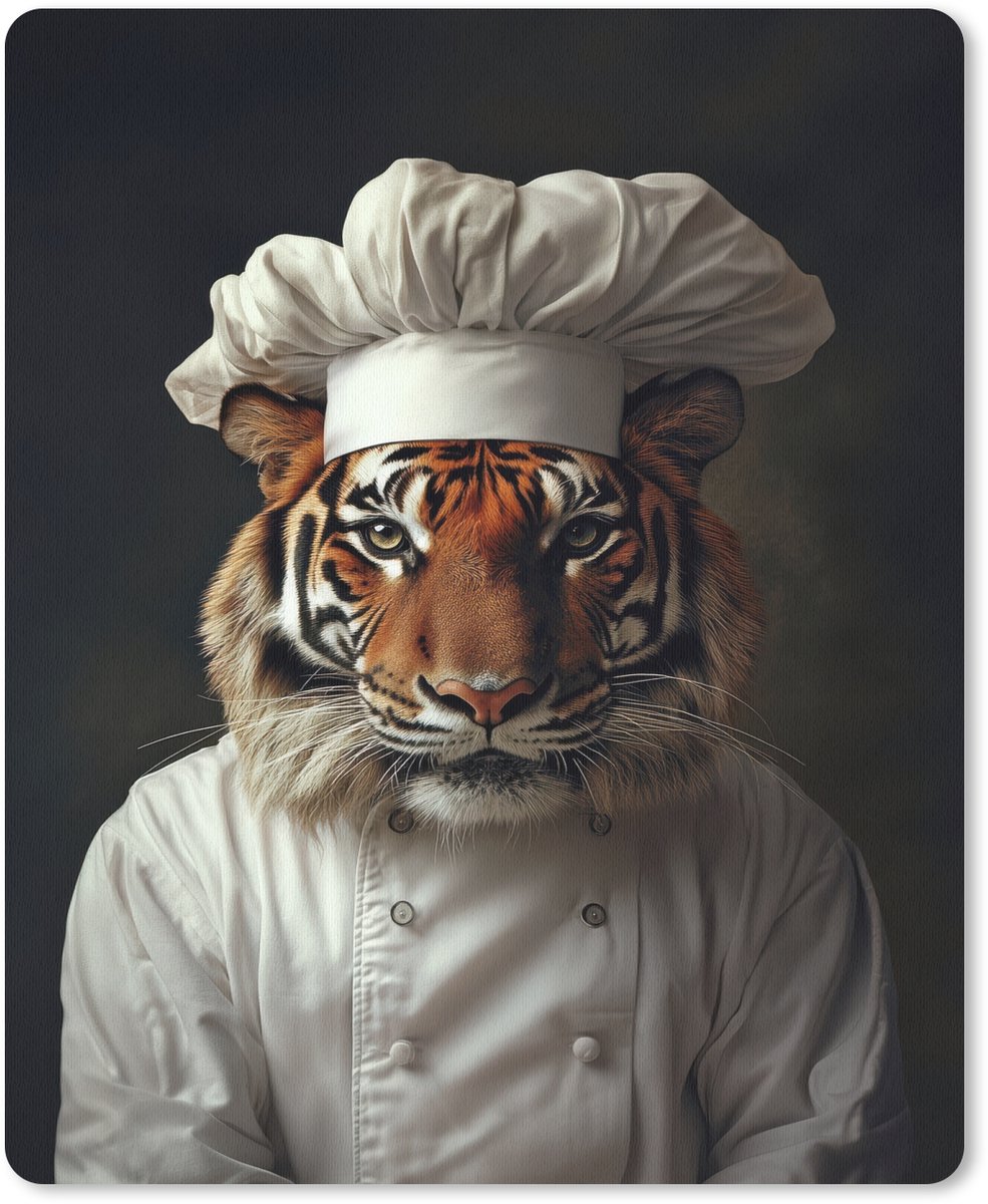 Muismat 19x23 cm - Mousepad Tijger - Kokskleding - Bruin - Muismatten
