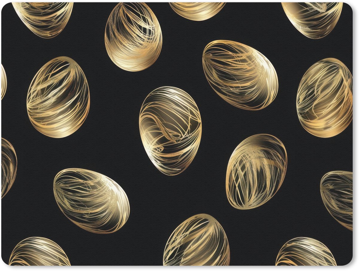 Muismat 23x19 cm - Mousepad Eieren - Goud - Patroon - Muismatten