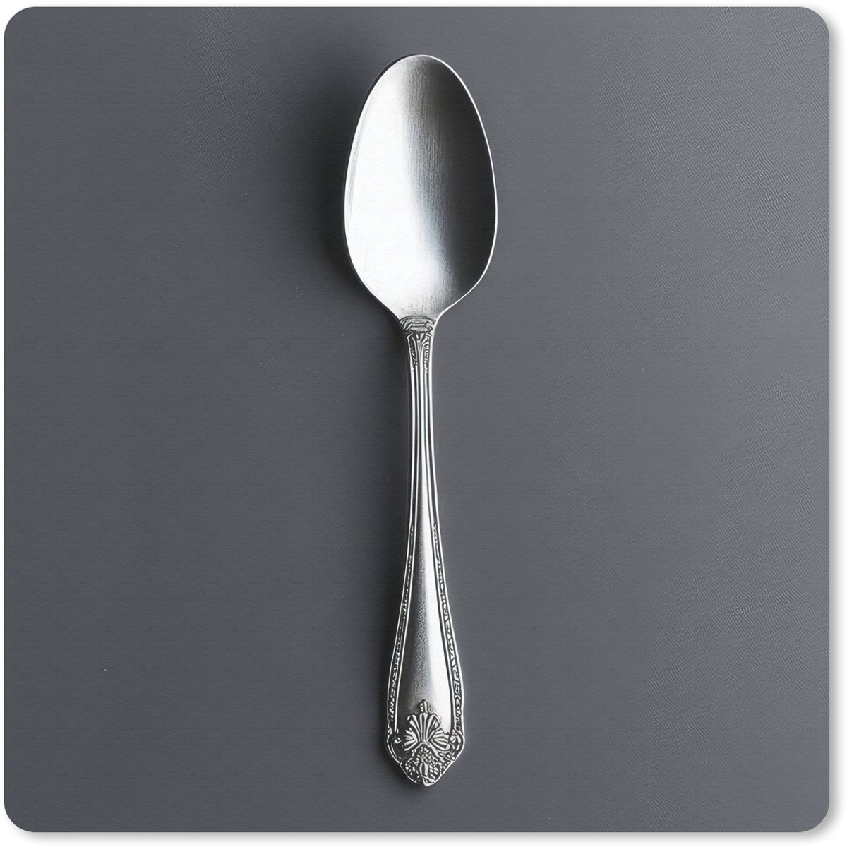 Muismat 20x20 cm - Mousepad Zilver - Metaal - Lepel - Muismatten