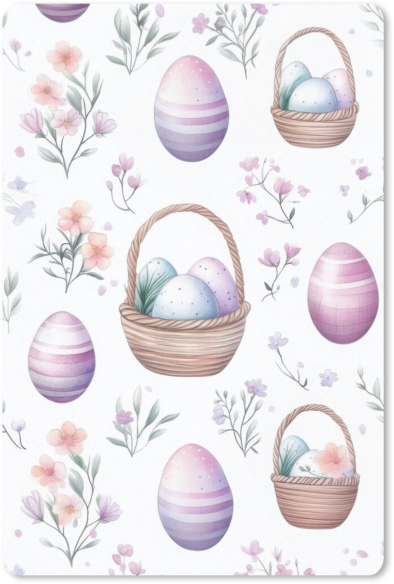 Muismat 18x27 cm - Mousepad Bloemen - Paaseieren - Patroon - Muismatten