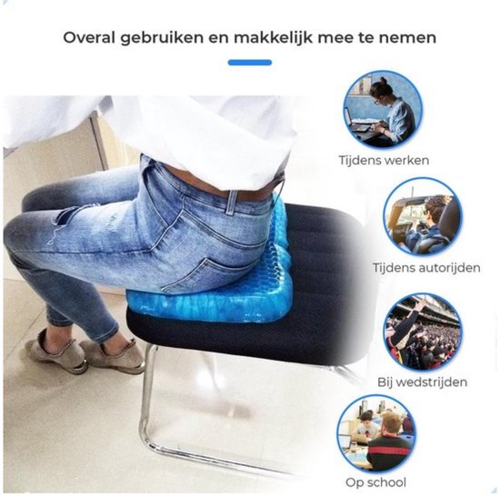 Ergonomisch Gelkussen Voor Langdurig Zitten – Opvouwbaar, Antislip En Met Afneembare Hoes (47 X 32 Cm)