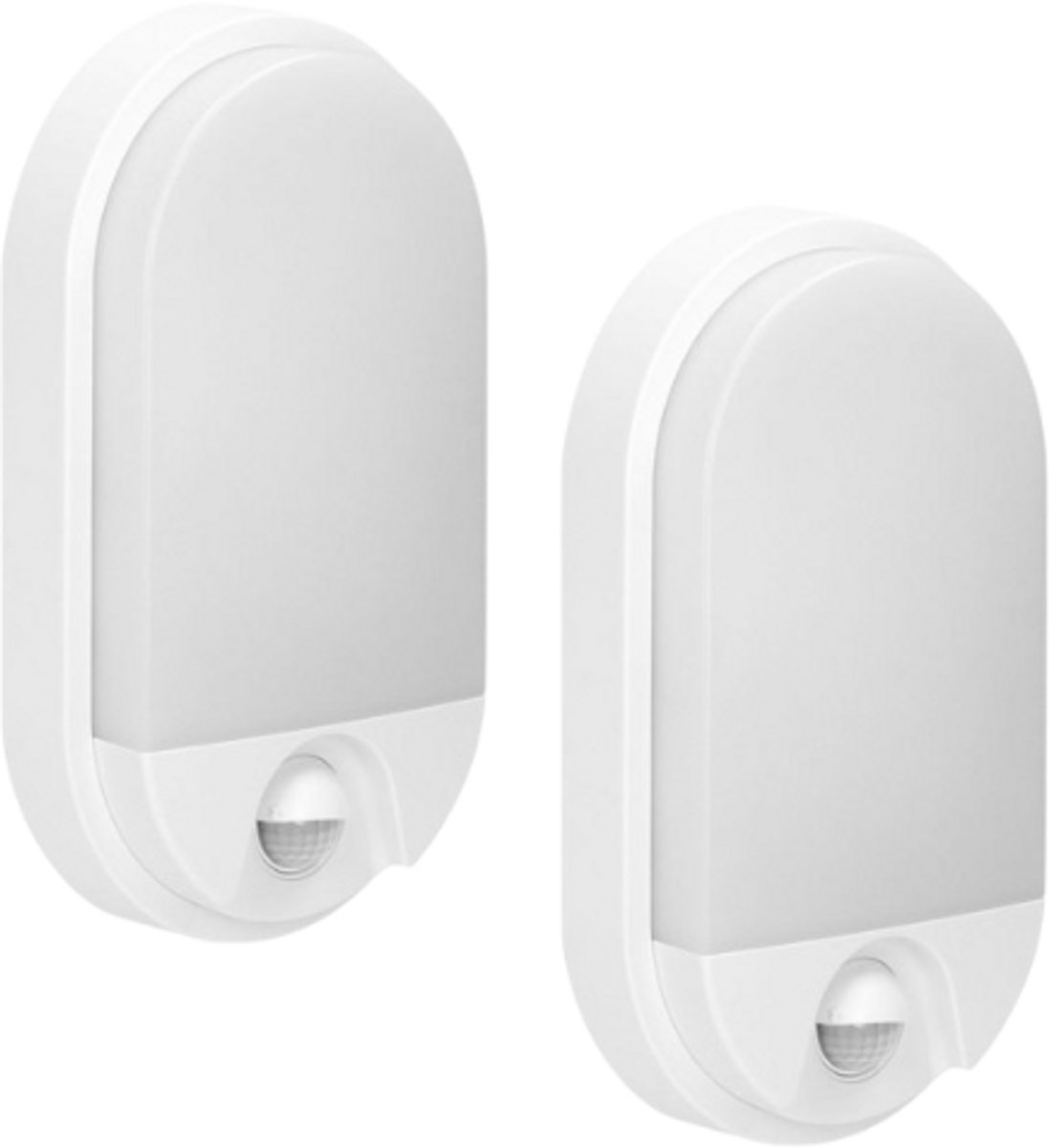 Set van 2 - NEFRYT Buitenlampen met Bewegingssensor – Tuinverlichting 4000K – Buitenverlichting met IP54 - Muurlamp 800lm – Wandlamp buiten IK08 - Wit