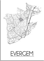 DesignClaud Evergem Plattegrond poster A4 + Fotolijst zwart