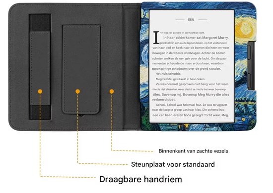BukkitBow - Beschermhoes geschikt voor Kobo Libra Colour - E-reader Cover - Smart Sleep Cover - Sterrennacht Motief - Blauw van BukkitBow — afbeelding 4