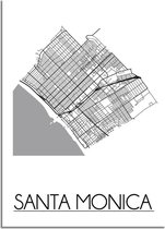 DesignClaud Santa Monica Plattegrond poster A4 + Fotolijst zwart