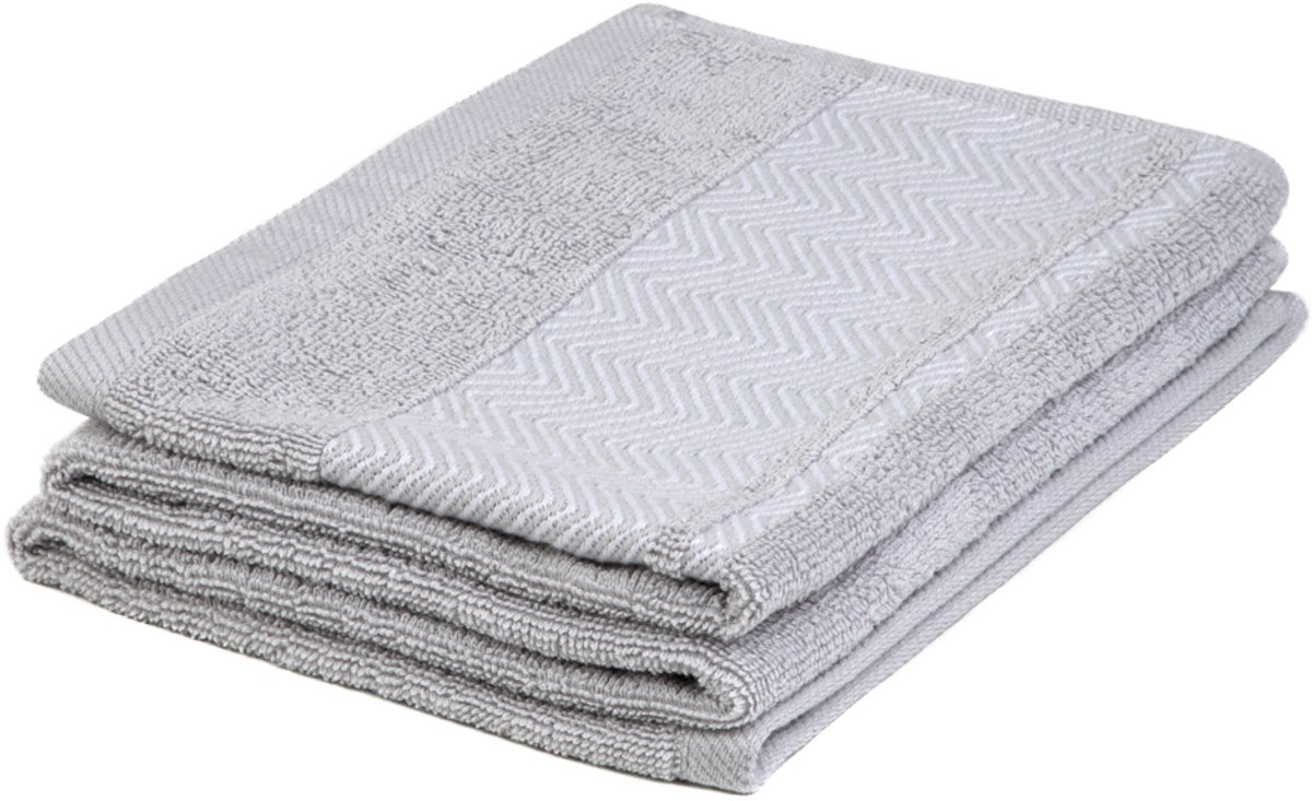 Handdoek | MAIARA | katoen grijs met sierstiksels | 50x90cm | 897196
