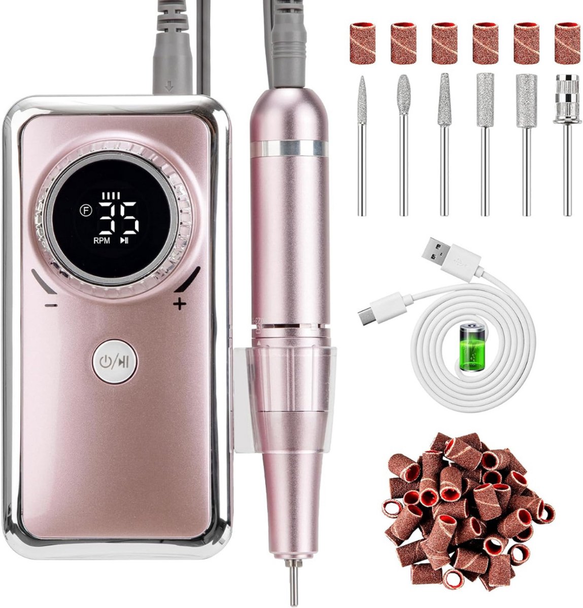 JMZR® Nagelfrees Bitjes - Pedicureset Electrisch - Manicure Set - Roze Goud