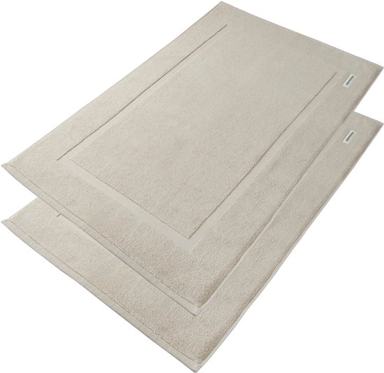 PandaHome - Tapis de salle de bain - Badmat 50 x 80cm - Set de 2 - Badmat Beige - Tapis de bain - Tapis de toilette - tapis de bain luxe - Tapis de bain - 1000 gr/ m2