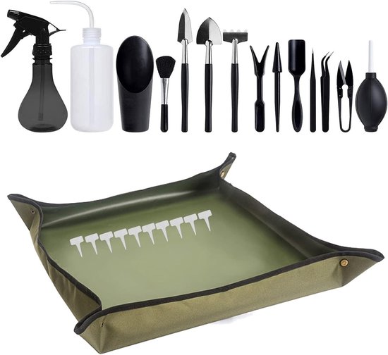 Succulent Plants Tools Garden Tool Set - 25pcs with Overfilling Mat Waterproof and Foldable van Merkloos	 — afbeelding 3