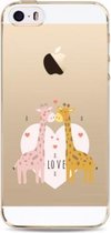 Apple Iphone 6 Plus / 6S Plus Transparant siliconen hoesje (Giraffen Love)